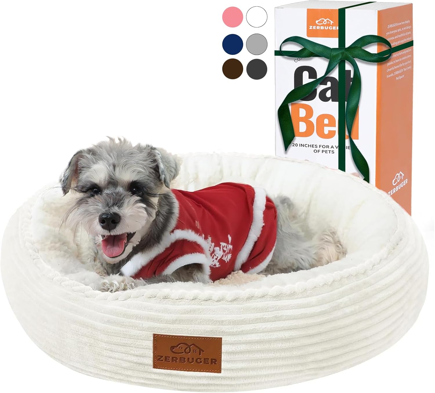 23in Cream Round Cat Dog Bed Gift for Large Medium Small Dogs Cats, Machine Washable Sleeping Sofa, Non-Slip Bottom Breathable Soft Calming Pet Cuddler for Indoor/Outdoor/Car/Cage - Pet Explorer