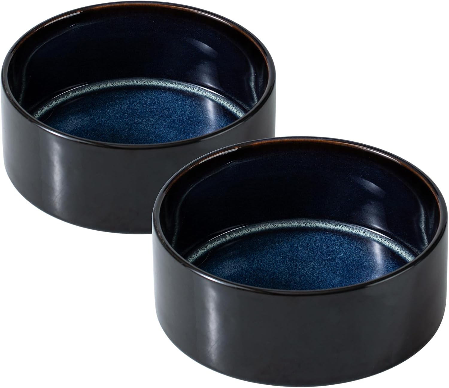 Ceramic 5.1inch Set of 2 Dog and Cat Bowls for Puppy, Kitty, Cats, 2pcs Anti-Slip Food and Water Pet Feeder(2 Bowls, Starry Sky) - Pet Explorer