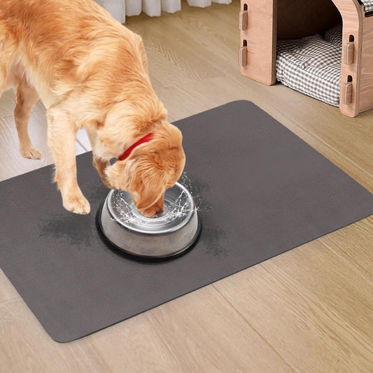 Quick Dry Absorbent Dog Food Mat, 36 x 23 in Diatom Anti-Slip Mud Dog Water Bowl Mat, No Messy Pet Feeding Mat Dogs Supplies for Large and Multiple Dogs - Pet Explorer