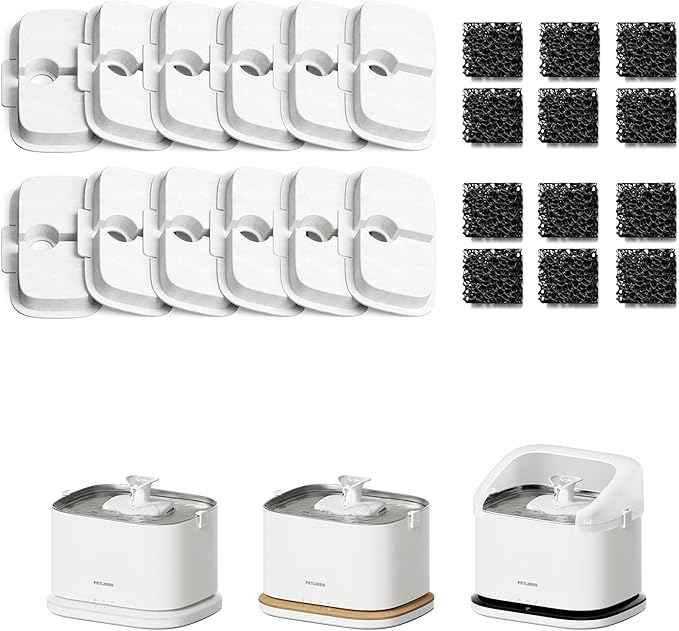 PETLIBRO Cat Water Fountain Filter Replacement, 12 Packs Filter & Sponges for Pet Fountain WF106/WF116/WF105/WF115/WF005/WF305, Set Easy-Swap PETLIBRO Cat Water Dispenser Filter