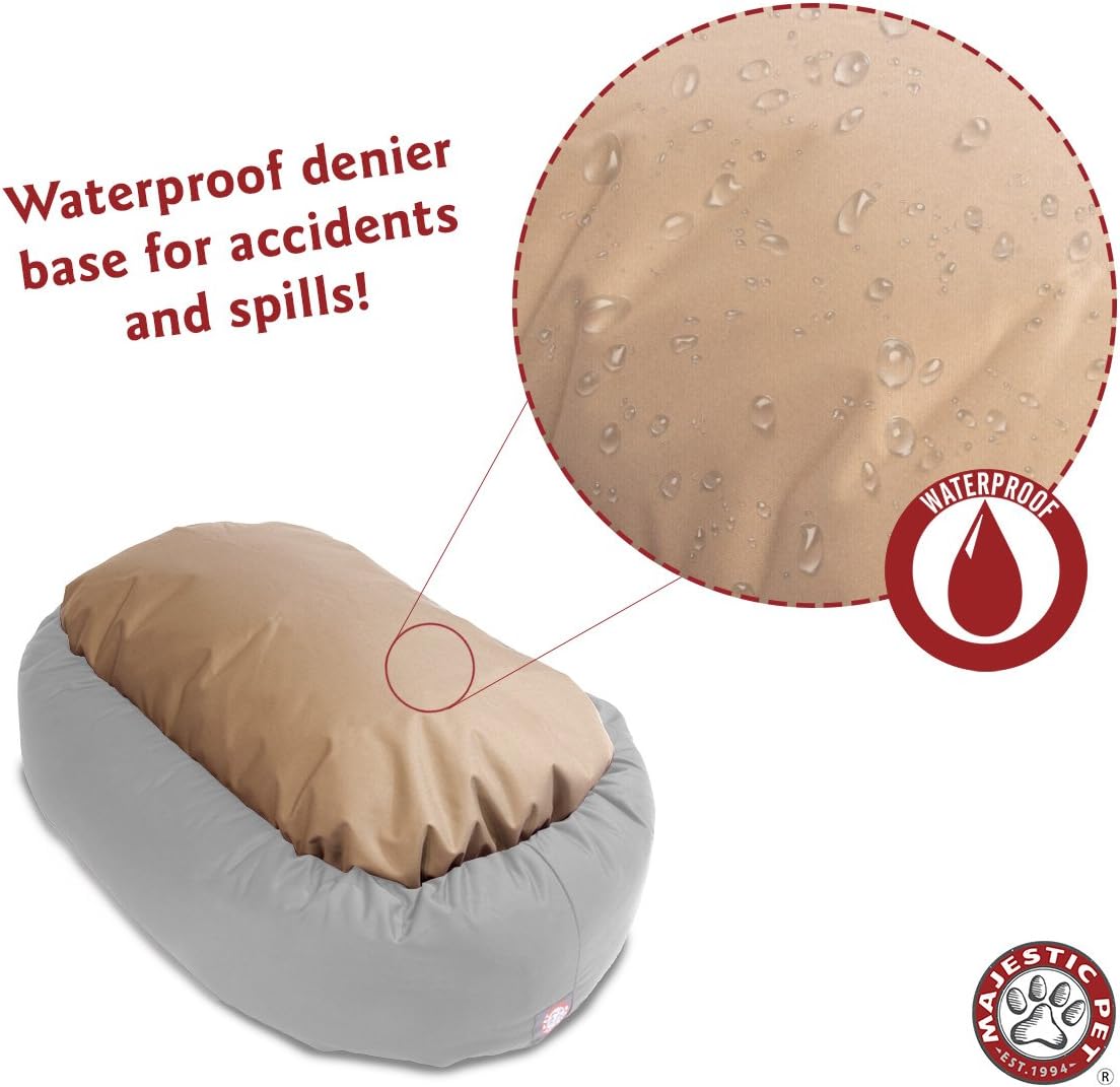 Majestic Pet 32 Inch Suede Calming Dog Bed Washable 32x23x7 (Inch) – Cozy Soft Round Donut Dog Bed with Spine Support for Dogs to Rest Their Head - Pet Bed Medium – Gray - Pet Explorer