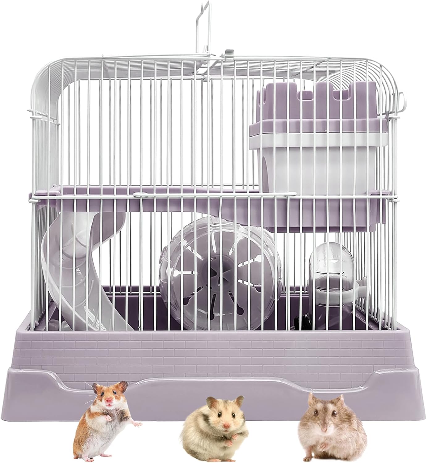 PINVNBY 2-Tier Dwarf Hamster Cage, Hamster Travel Cage Portable Mouse Cage with Running Exercise Wheels, Water Bottle and Food Dish for Hamster Mouse Rat 11.7 * 8.7 * 9.38 in (Blue) - Pet Explorer