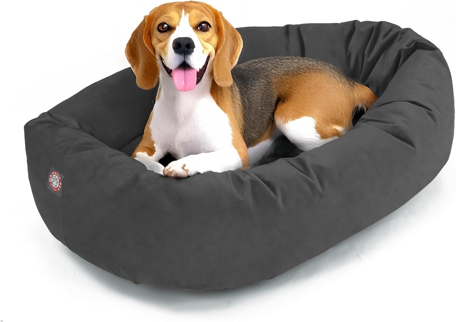 Majestic Pet 32 Inch Suede Calming Dog Bed Washable 32x23x7 (Inch) – Cozy Soft Round Donut Dog Bed with Spine Support for Dogs to Rest Their Head - Pet Bed Medium – Gray (2025) - Pet Explorer