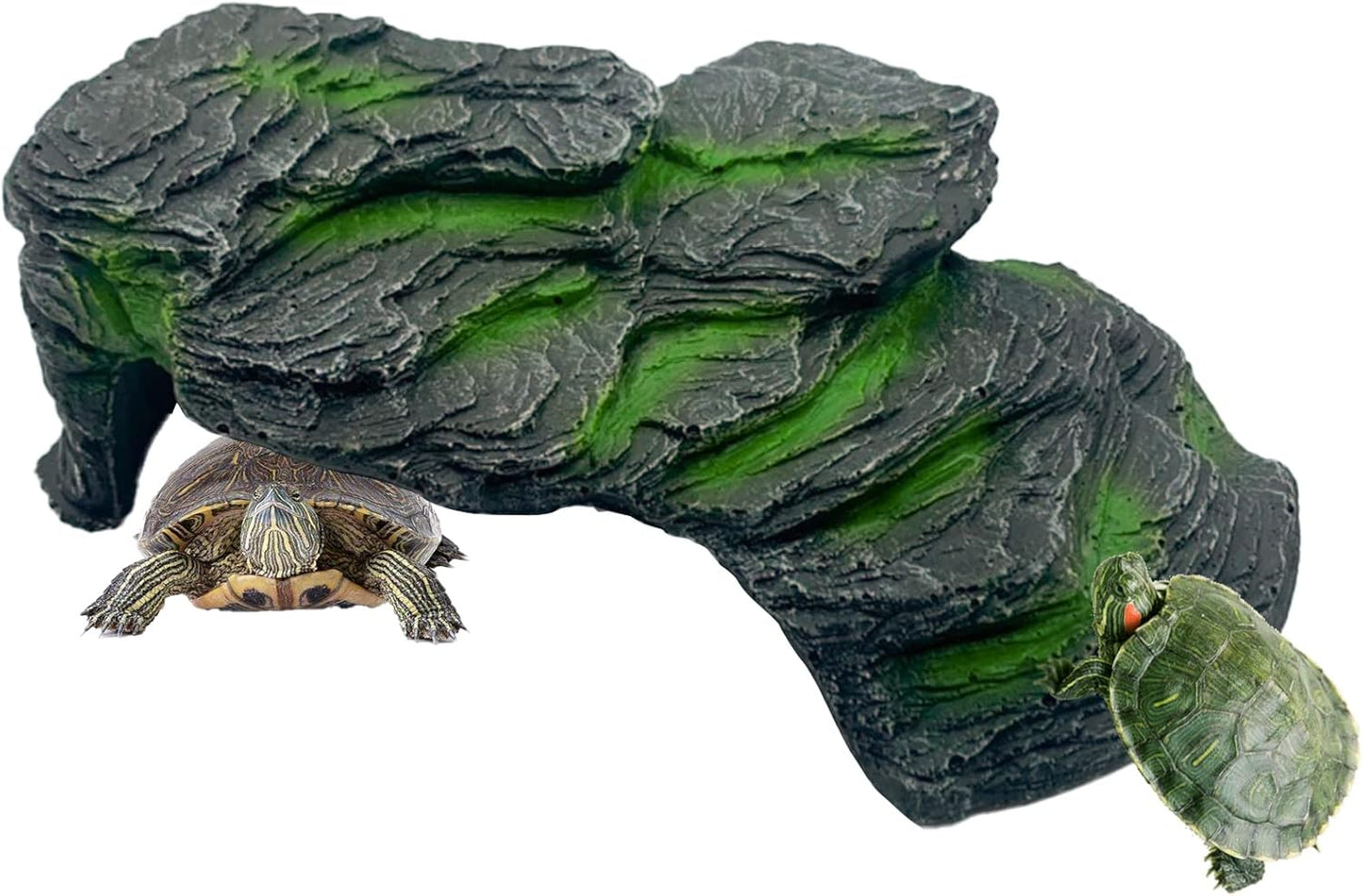 Resin Turtle Basking Platform,Turtles Rock Dock Climbing Ramp Cave Hideout Decor Reptile Terrariums Resting Terrace Stone Habitat Decoration for Small Lizards, Frogs, Snakes,Chameleon - Pet Explorer