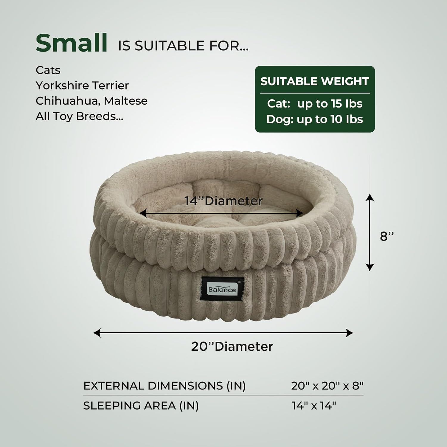 BALANCE Cat Bed Kitten Bed, Washable Round Cat Beds for Indoor Cats,Super Soft Plush Faux Fur Pet Bed for Puppy and Kitten with Anti-Slip Bottom - Pet Explorer