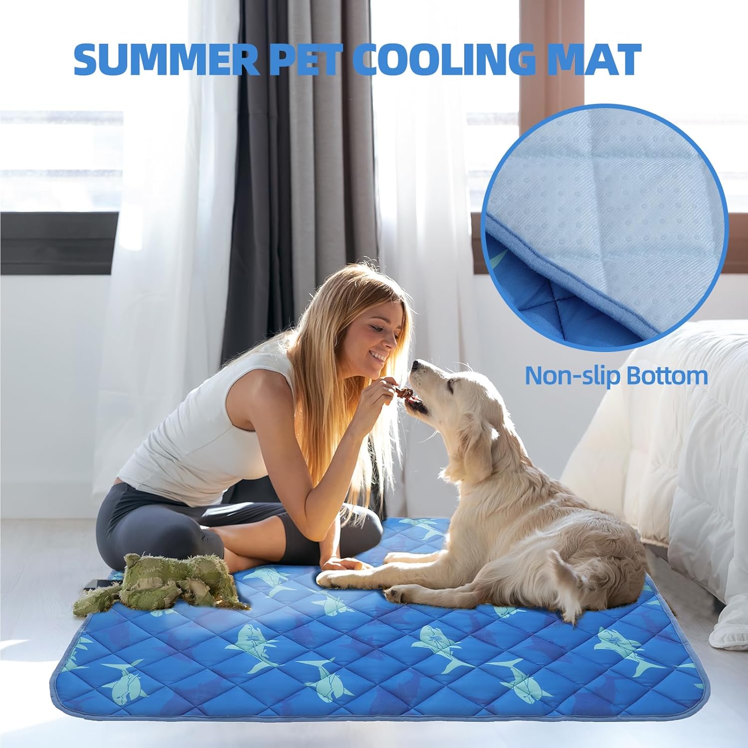 Homimp Dog Cooling Mat,19.5" x 27.5" Thicken Self-Cooling Mat for Dog&Cat,Internal Waterproof& Endothermic,Washable Pet Ice Cool Pad Blanket,Pet Sleeping Pad for Indoor Outdoor in Summer, Non-Toxic - Pet Explorer