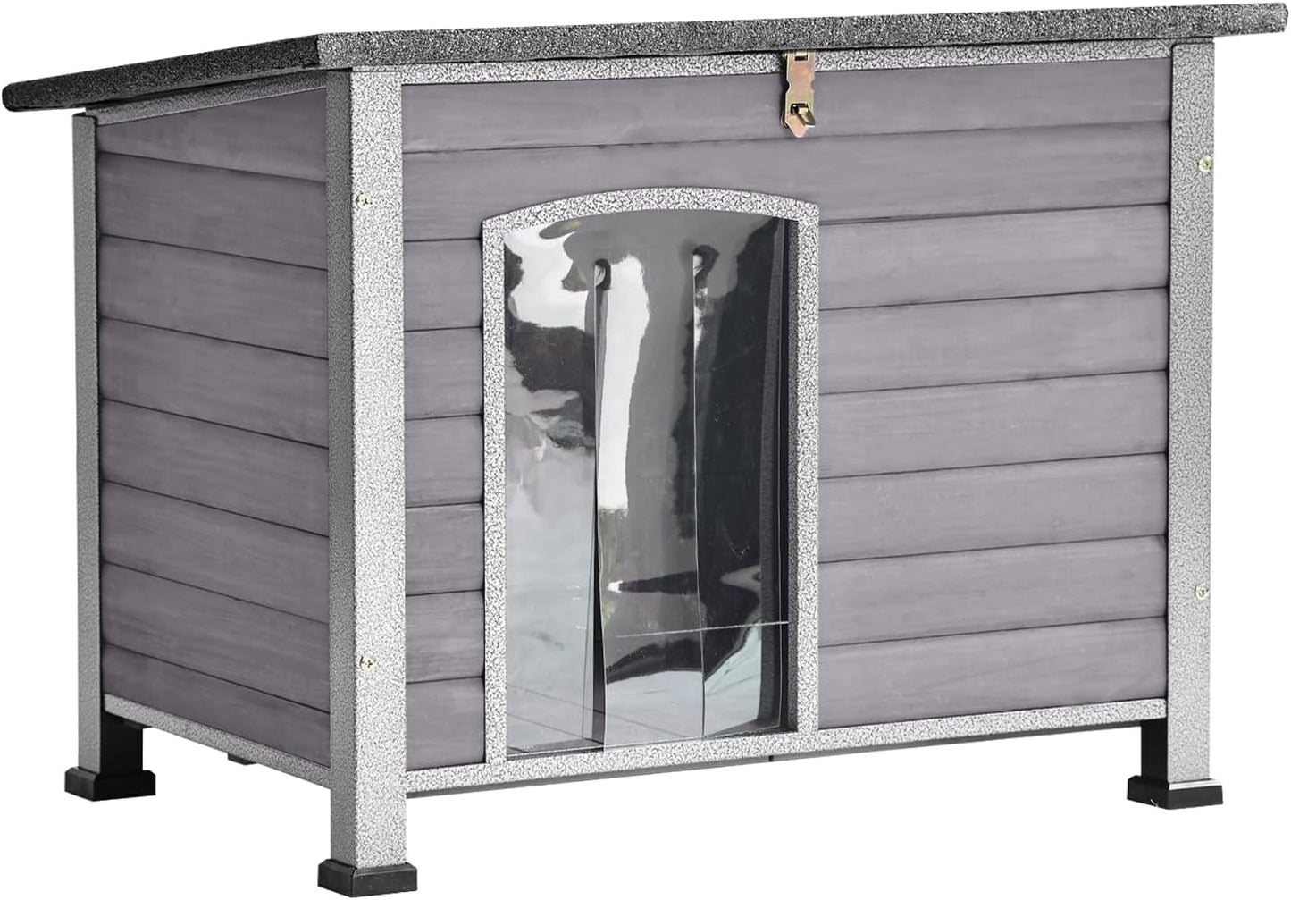 Aivituvin Dog House Outdoor Indoor Weatherproof Dog House for Small & Medium & Large Dogs with Unique All-Around Iron Frame＆Raised Feet（Grey） - Pet Explorer