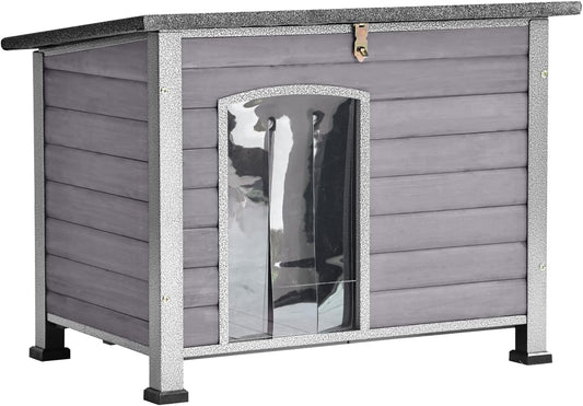 Aivituvin Dog House Outdoor Indoor Weatherproof Dog House for Small & Medium & Large Dogs with Unique All-Around Iron Frame＆Raised Feet（Grey） - Pet Explorer