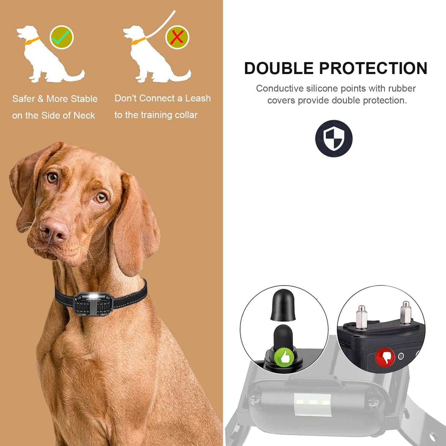 Electric Dog Training Collar with Remote 1640FT, E-Shock, Safe Training Modes, Rechargeable IP67 Waterproof Collars for 2 Dogs - Pet Explorer