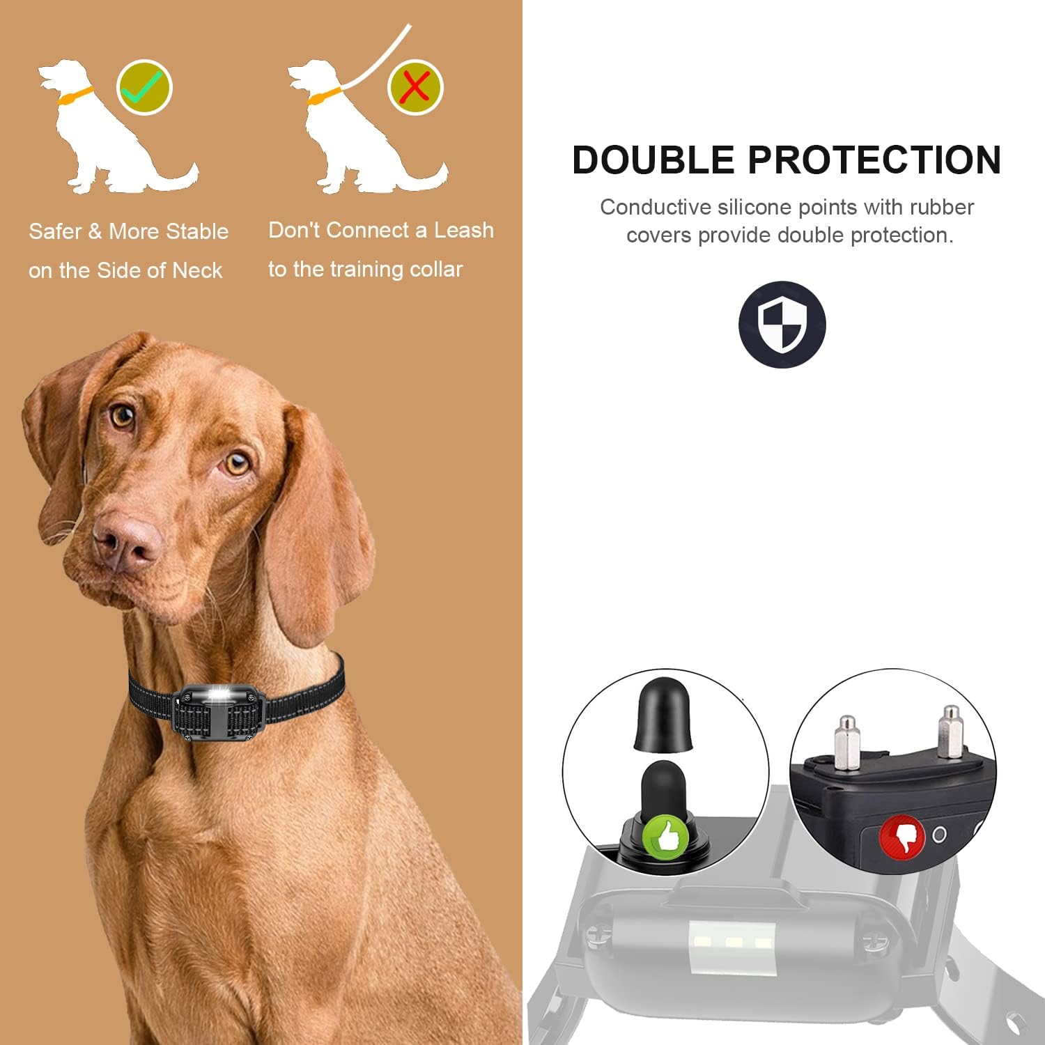 Electric Dog Training Collar with Remote 1640FT, E-Shock, Safe Training Modes, Rechargeable IP67 Waterproof Collars for 2 Dogs - Pet Explorer