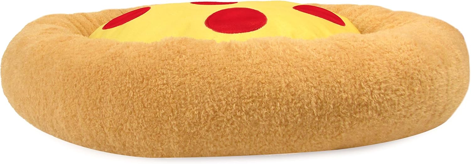 TONBO Soft Plush Small Cute and Cozy Food Dog Cat Bed, Washer and Dryer Friendly (Pizza) - Pet Explorer