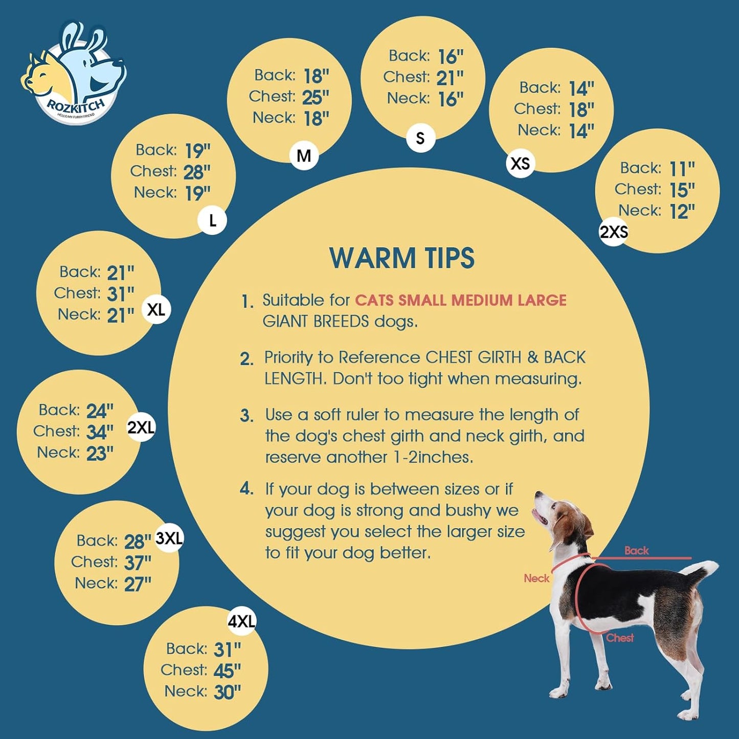 ROZKITCH Winter Dog Pajamas, Pet Windproof Warm Cold Weather Jacket Vest Cozy Jumpsuit Apparel Outfit Clothes for Small Medium Large Dog Walking Hiking Sleep Red 2XL