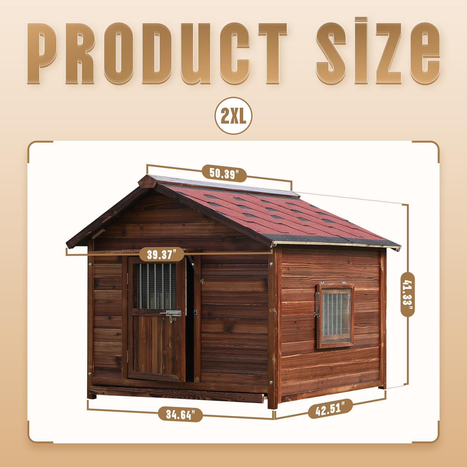 Extra Large Dog House Outdoor Made of Solid Pine Wood, Warm Doghouse, Dog House with Elevated Floor for Large Dogs, (Wood, 2XL) - Pet Explorer