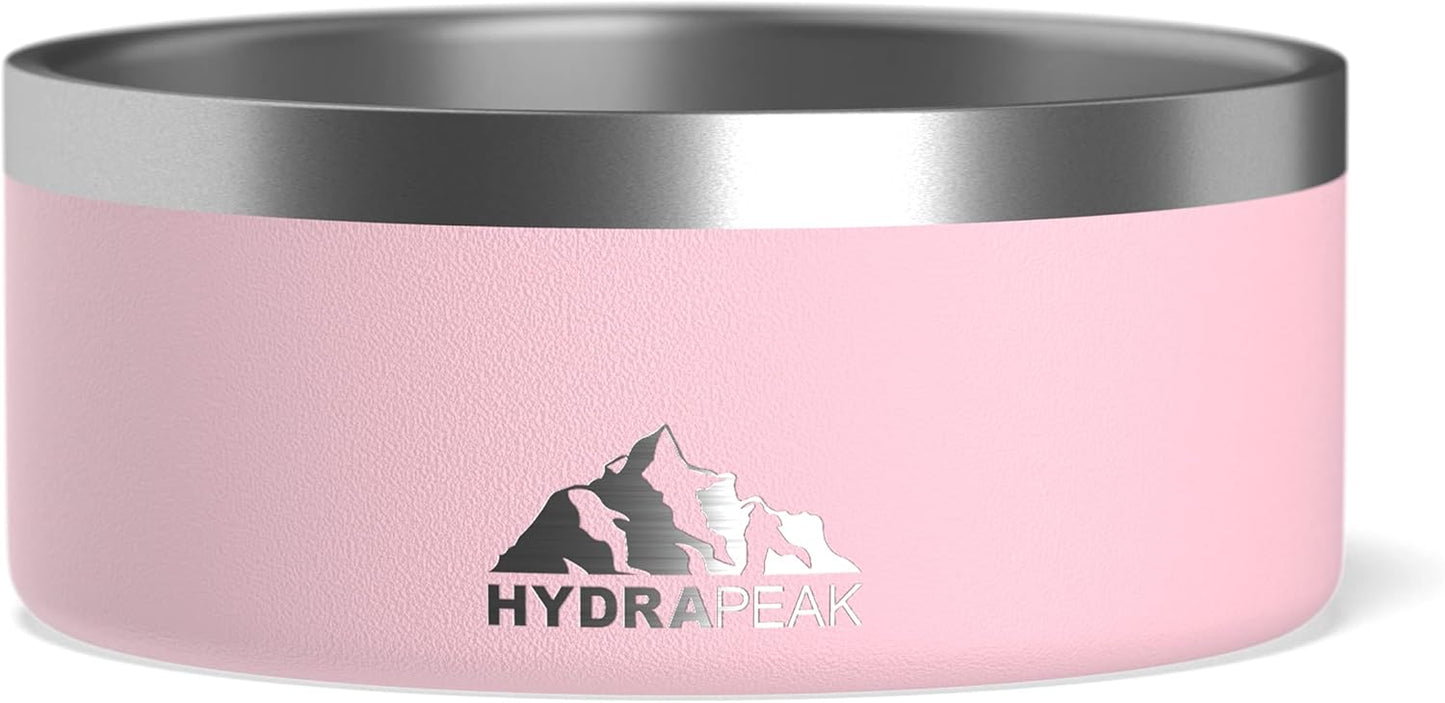 Hydrapeak Dog Bowl; Non Slip Stainless Steel; Water and Food Dish; Large Sized and Small Dogs; 32oz 64oz; Multiple Sizes; 4 Cup | Pink - Pet Explorer