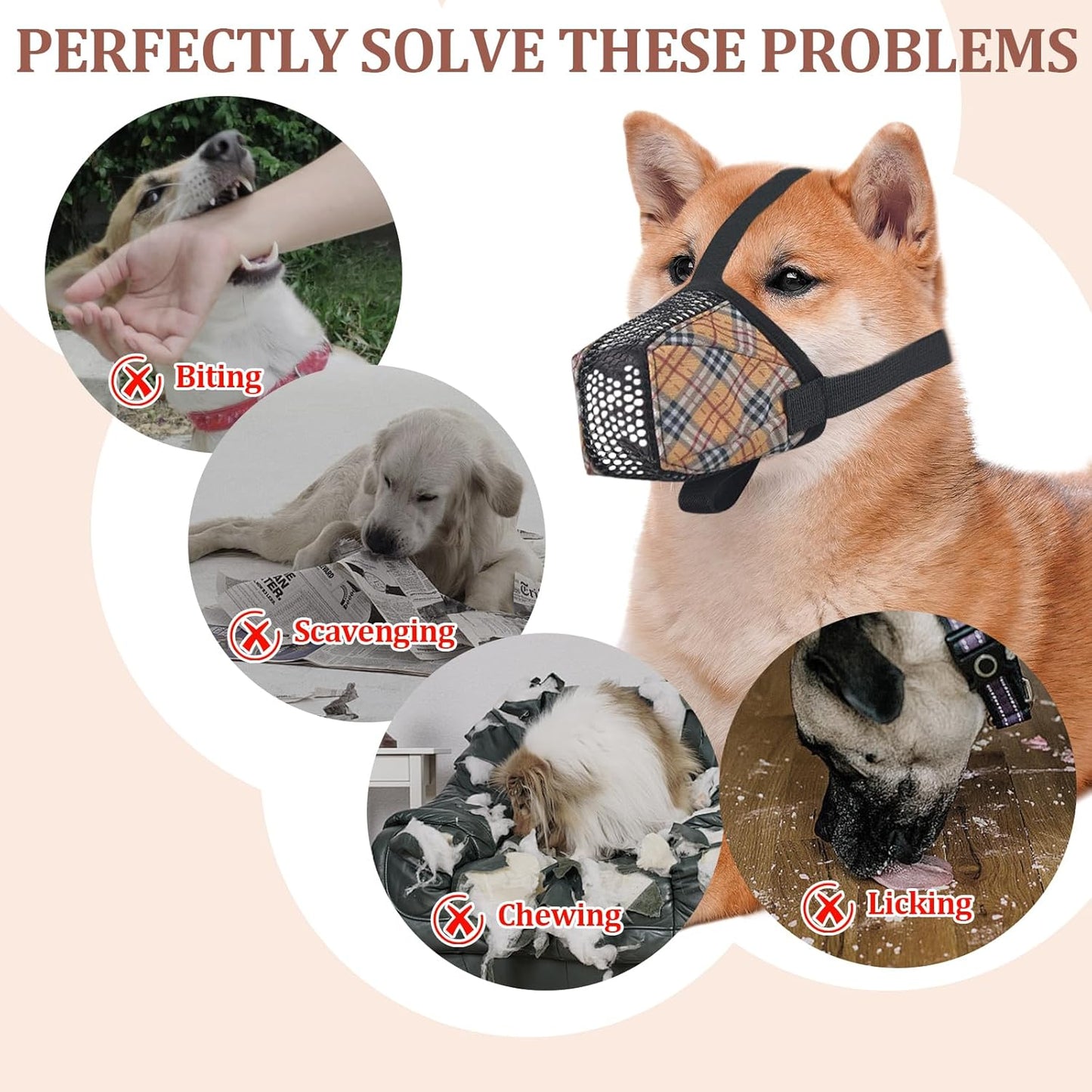 Dog Muzzle for Small Large Dogs - Soft Nylon Basket Muzzle with Adjustable Strap, Breathable Mesh Design Prevents Biting Chewing Licking Eating - Ideal for Training, Grooming & Vet Visits (Yellow, M) - Pet Explorer