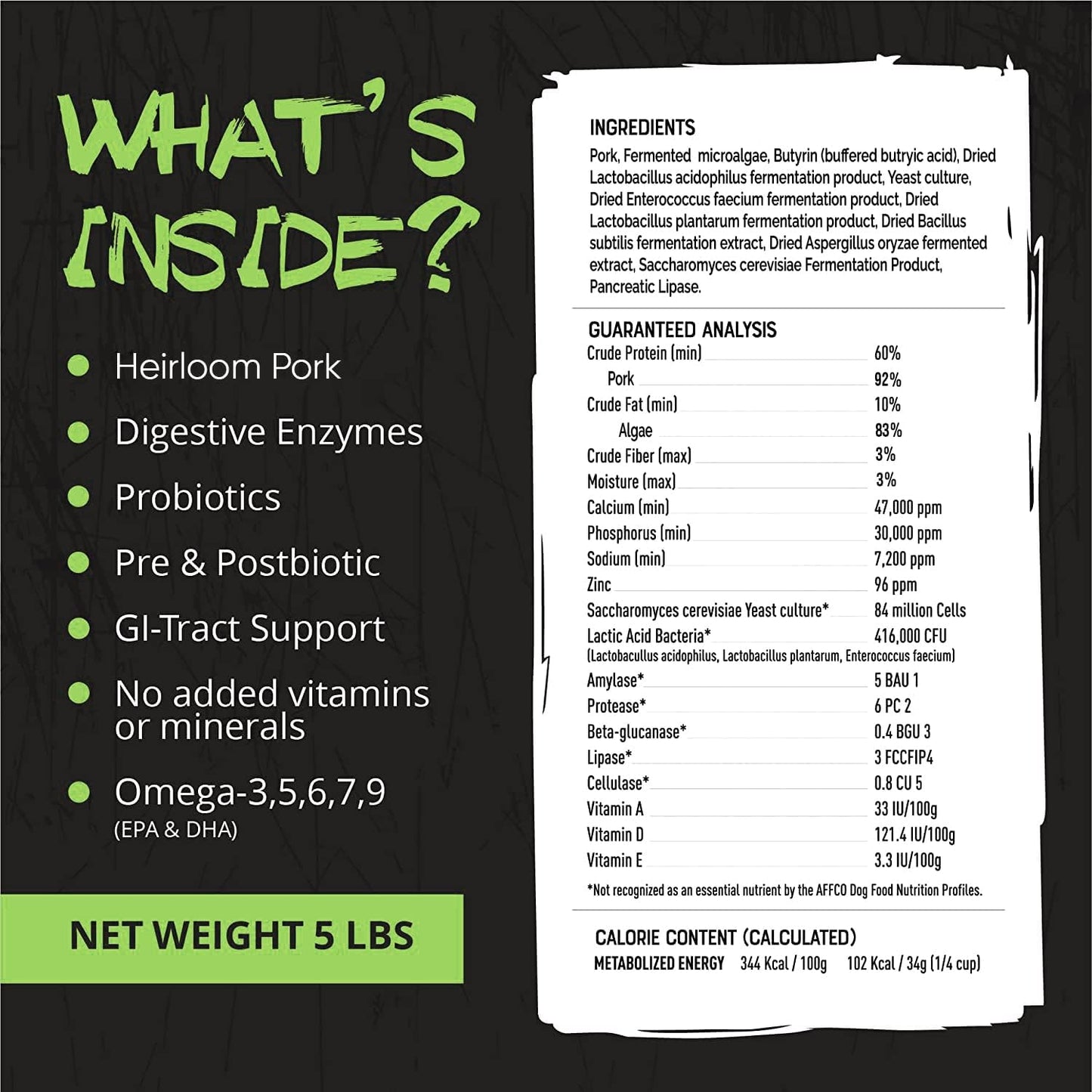 Origins 5-in-1 Dog Supplement - Powdered Food Topper w/Natural Heirloom Pork Protein- Supports Healthy Digestion, Skin, and Coat - Helps Reduce Itching & Joint Inflammation (2 lbs) - Pet Explorer