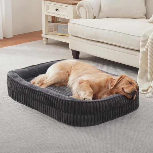 Orthopedic Dog Bed for Large Dogs Breeds, High Density Egg Crate Foam Dog Sofa Beds,Oval Kennel Bed, Pet Couch Bed with Four Sided Bolster, Removable Washable Cover& Non-Slip Bottom - Pet Explorer