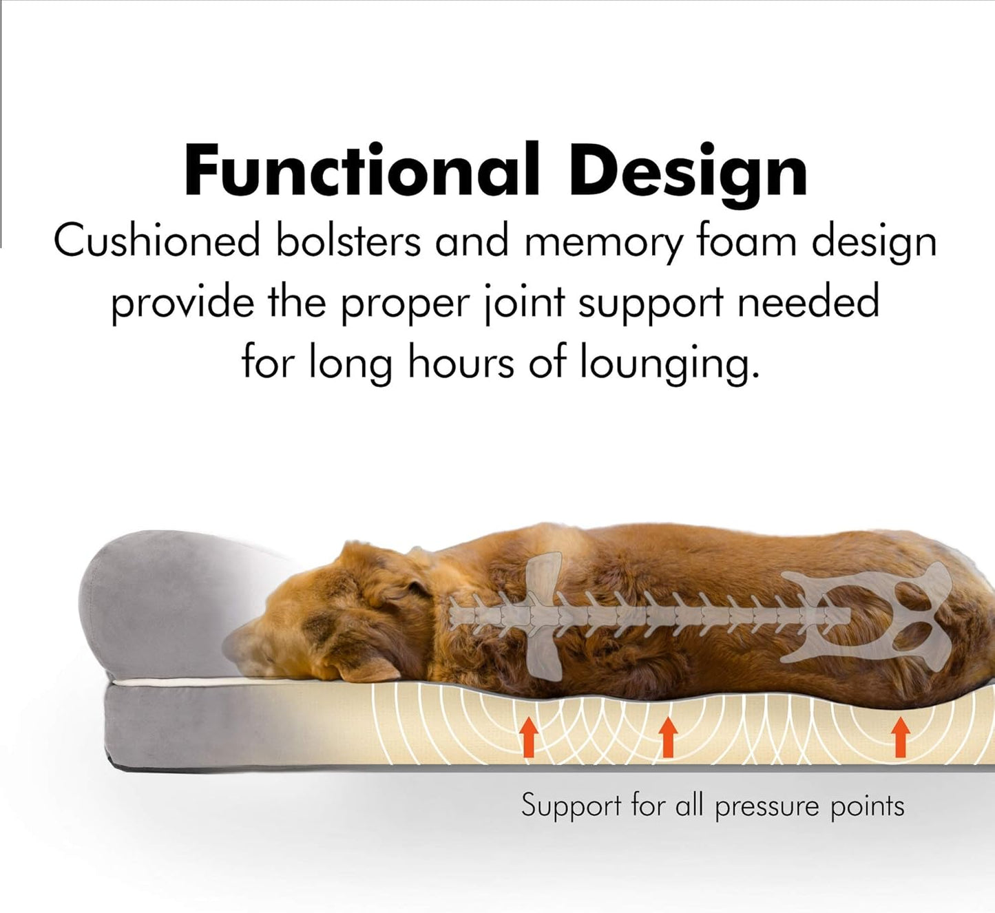 Friends Forever X-Large Dog Bed, Orthopedic Dog Sofa Memory Foam Mattress, Calming Dog Couch Bed, Wall Rim Pillow, Water Resistant Liner, Washable Cover, Non-Slip Bottom, Chester, X-Large Khaki Beige - Pet Explorer