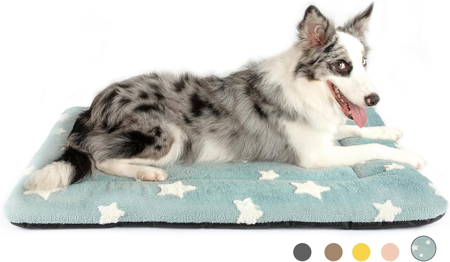 Mora Pets Dog Crate Pad Dog Kennel Bed Mat for Large Dogs Washable Cute Star Pet Bed for 36 inch Cage Ultra Soft Flat Puppy Cat Cushion for Cozy Sleeping Anti-Slip Blue 36 x 23 - Pet Explorer