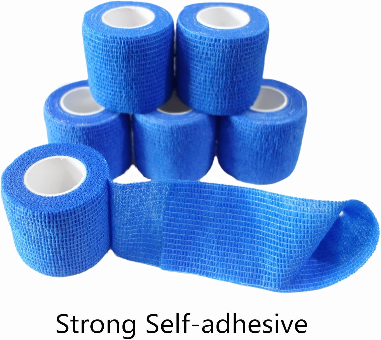 6 Pack 2" x 5 Yards Self Adhesive Bandage Wrap Breathable Cohesive Vet Wrap for Pets, Elastic Self-Adherent Tape for Sports, Wrist, Ankle (Blue) - Pet Explorer