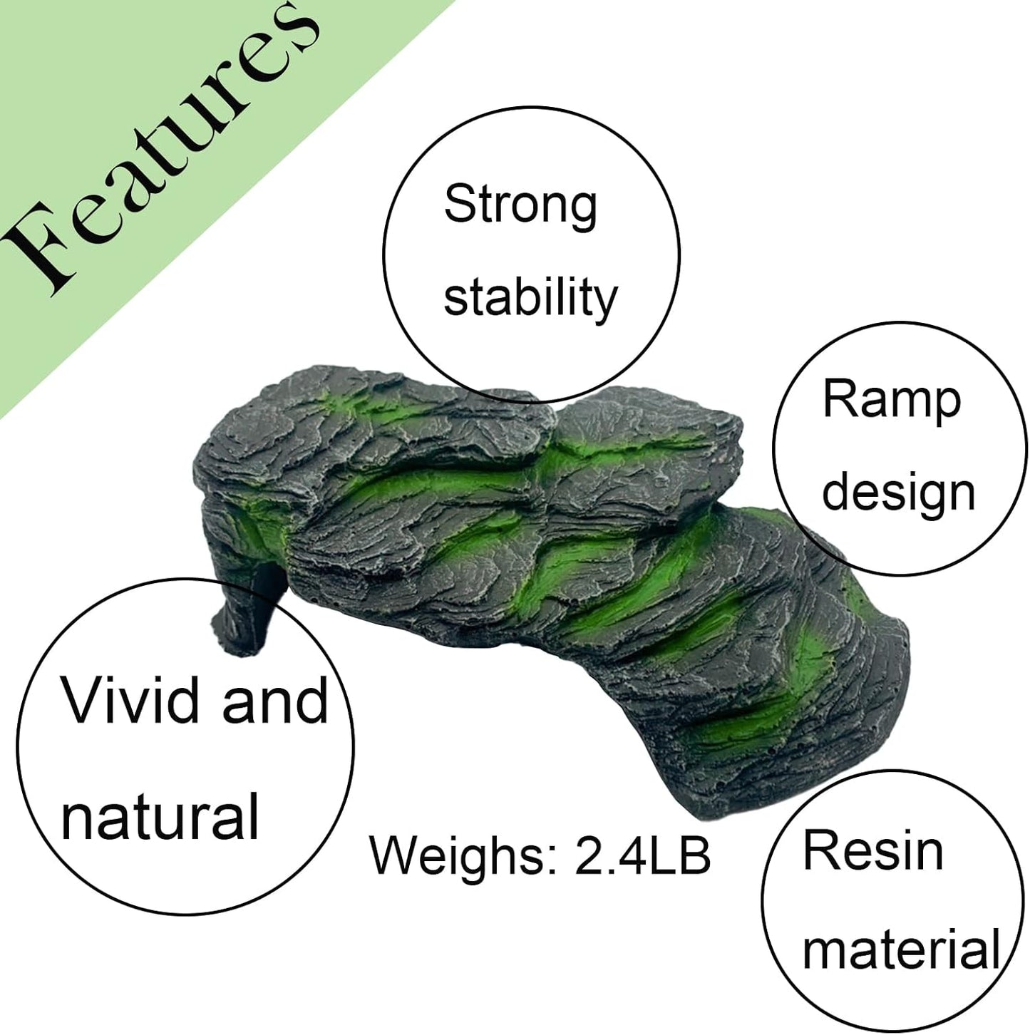 Resin Turtle Basking Platform,Turtles Rock Dock Climbing Ramp Cave Hideout Decor Reptile Terrariums Resting Terrace Stone Habitat Decoration for Small Lizards, Frogs, Snakes,Chameleon - Pet Explorer