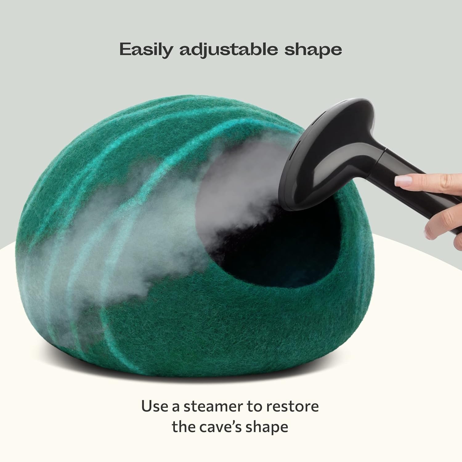 MEOWFIA Cat Cave – Premium Felt Cat Bed for Indoor Cats, Handmade 100% Merino Wool (Large, Emerald) - Pet Explorer