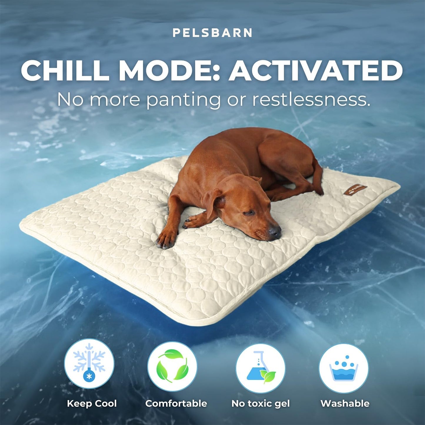 Dog Cooling Mat- Ice Silk Summer Comfort, Self Cooling, Non-Slip Dog Pad, Durable & Washable, Mat for Medium Dogs 50x65 cm, Support Shelter Dogs with Every Purchase (Beige) - Pet Explorer