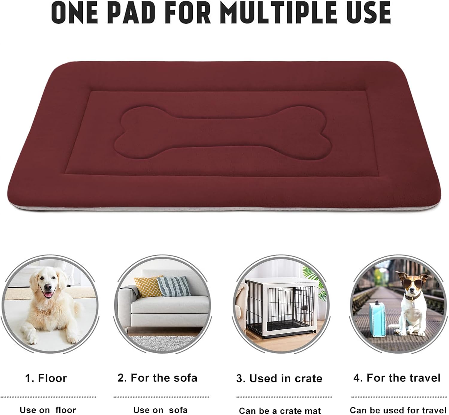 JoicyCo Extra Large Dog Bed Crate Mat 47 in Non-Slip Washable Soft Mattress Kennel Pads - Pet Explorer