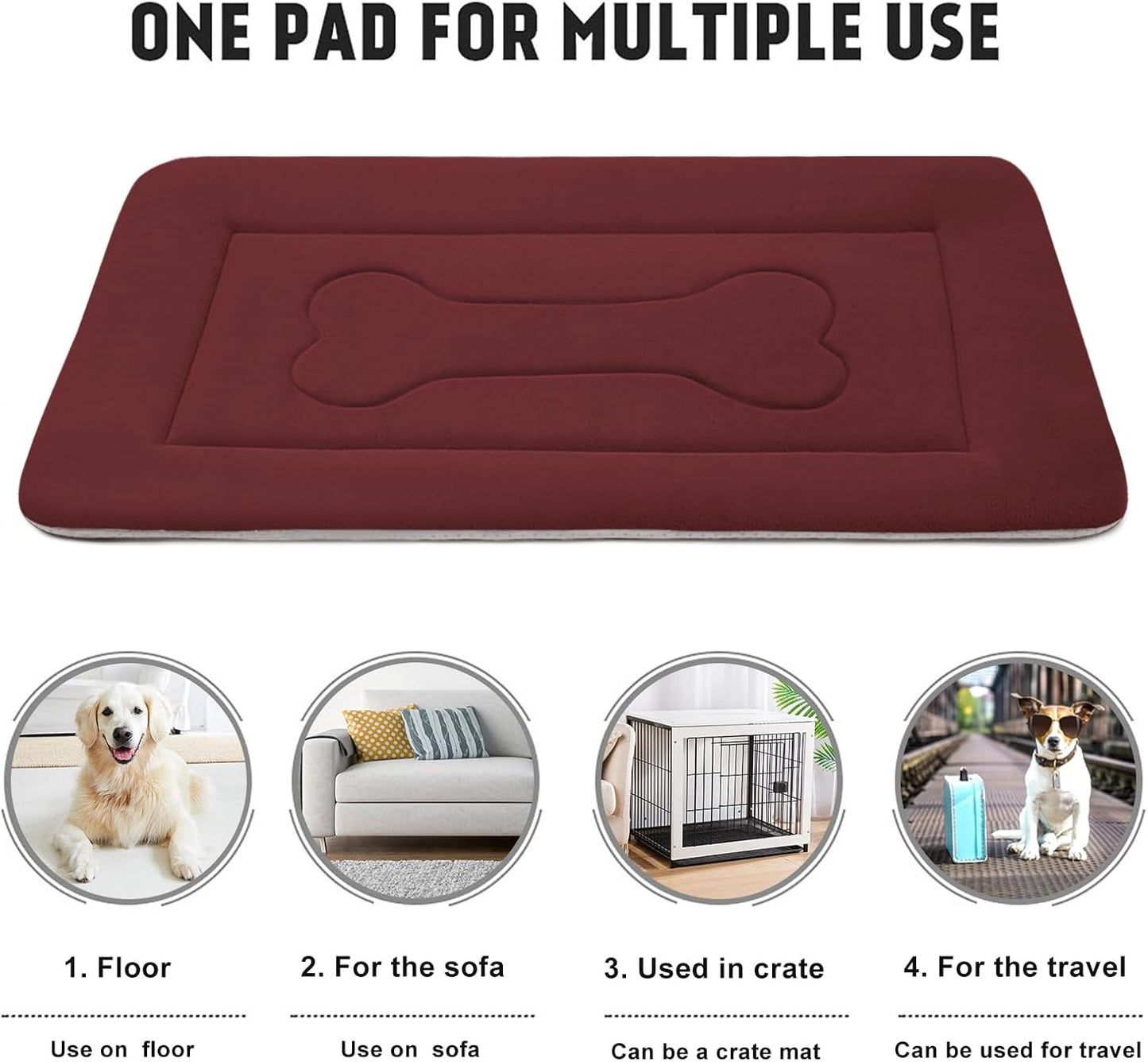 JoicyCo Dog Bed Large Crate Mat 42 in Non-Slip Washable Soft Mattress Kennel Pads - Pet Explorer