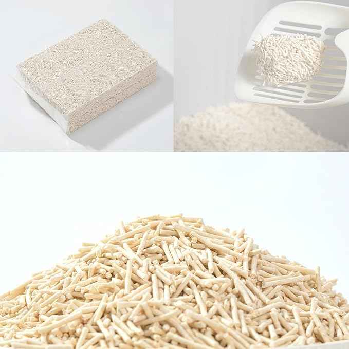 Tofu Cat Litter 22.4LB(5.6LB*4 Bags) Fast Clumping, Dust-Free,100% Natural Raw Materials, Clumping,Flushable,Ultra Absorbent and Fast Drying,Solubility in Water,Really,Less Scattering