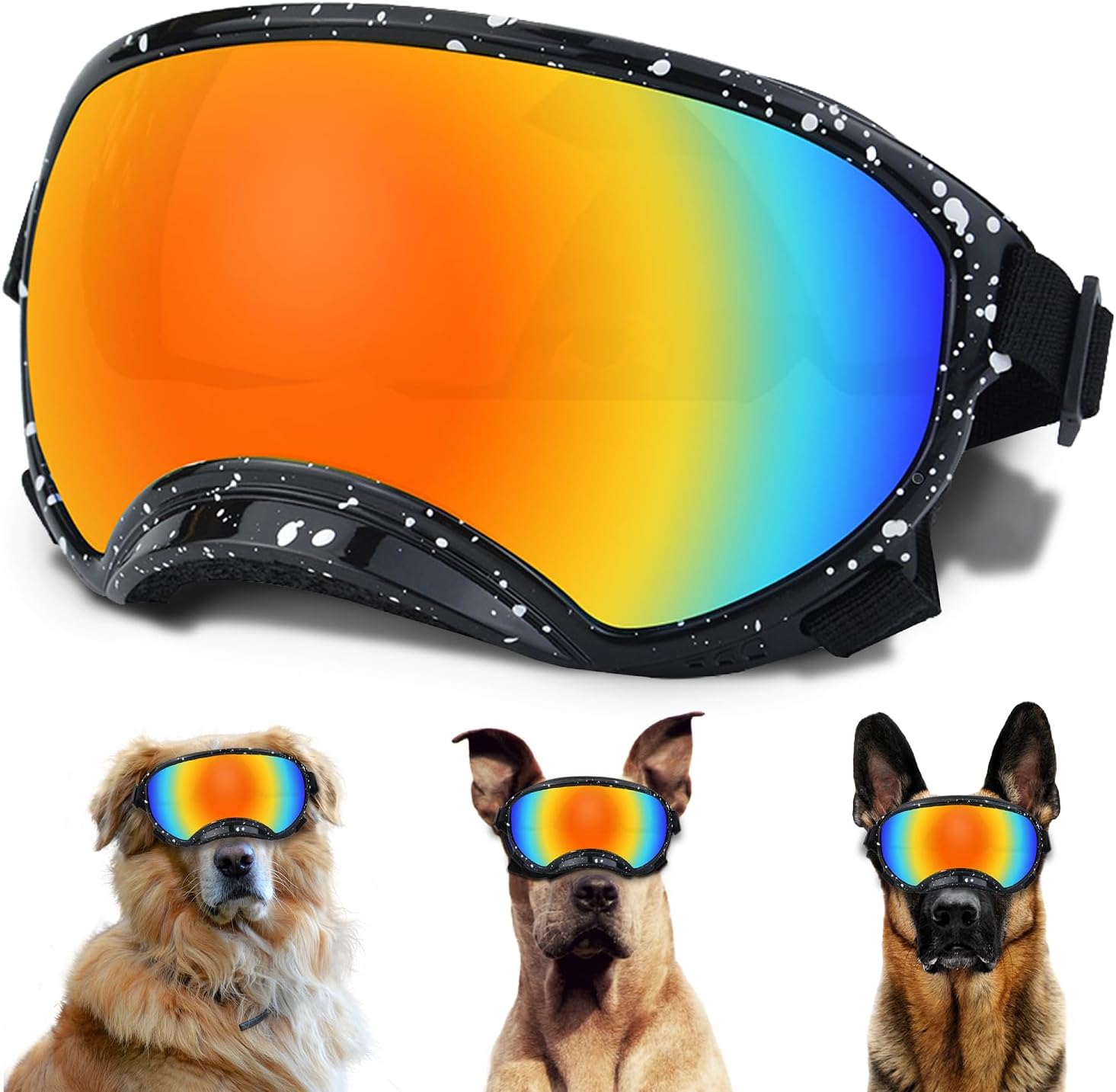 Large Dog Sunglasses with Adjustable Strap UV Protection, Winproof Dog Puppy Sunglasses, Suitable for Medium-Large Dog Pet Glasses, Dogs Eyes Protection，Soft Dog Goggles - Pet Explorer