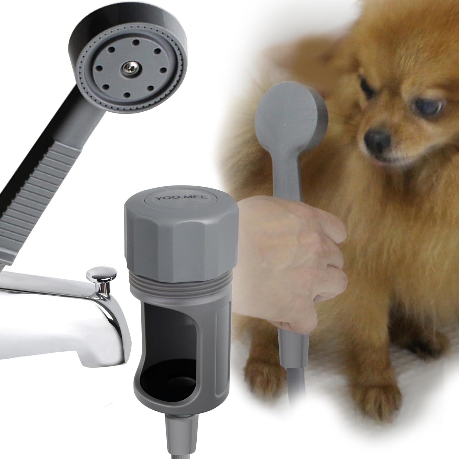Pets Shower Attachment, Quick Connect on Tub Spout w/Front Diverter, Ideal for Washing Pets and Cleaning Tub, Portable and Convenience - Pet Explorer