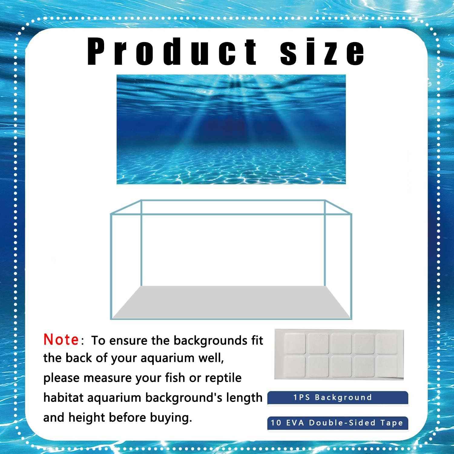 Natural Undersea Aquarium Background, Underwater Ocean Sunlight Fish Tank Background 72X16IN with 8 EVA Double-Sided Tape