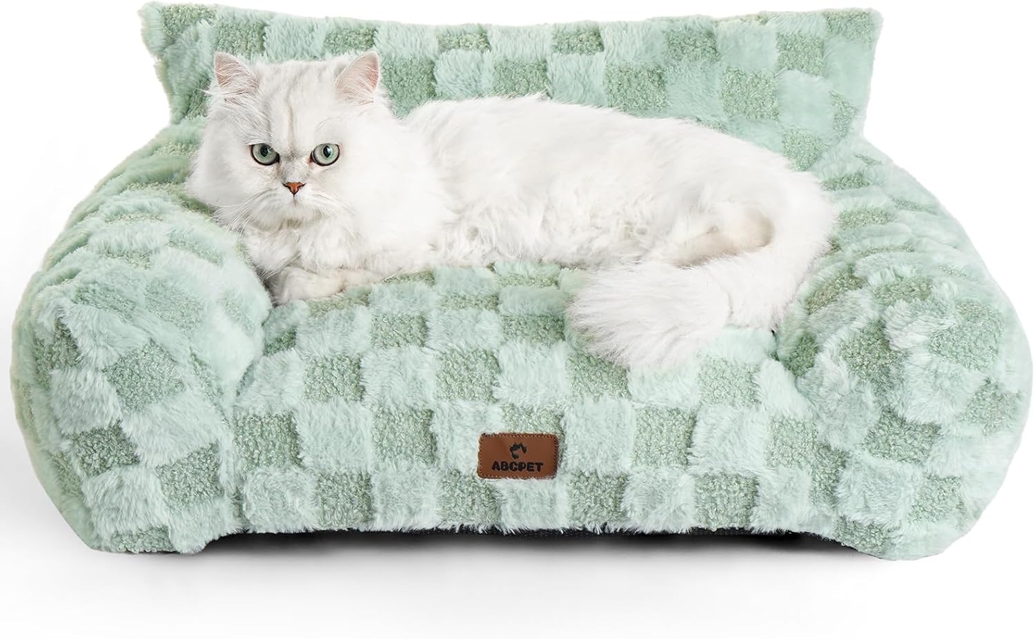 Cat Bed Cats Couch for Puppy and Kitten, Fluffy Pet Couch Small Dog Sofa Bed, Supportive Cat Sofa for Indoor Cats, Washable Cover & Non-Slip, 26 inch, Green - Pet Explorer