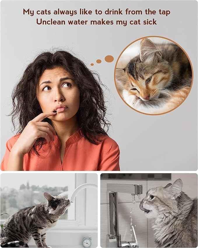 PEKTACO Cat Water Fountain, 3.2L/108oz Stainless Steel Pet Water Fountain for Cats/Dogs Indoor, Dog Drinking Dispenser Metal Kitty Spout with 3 Filters+ 3 Sponges