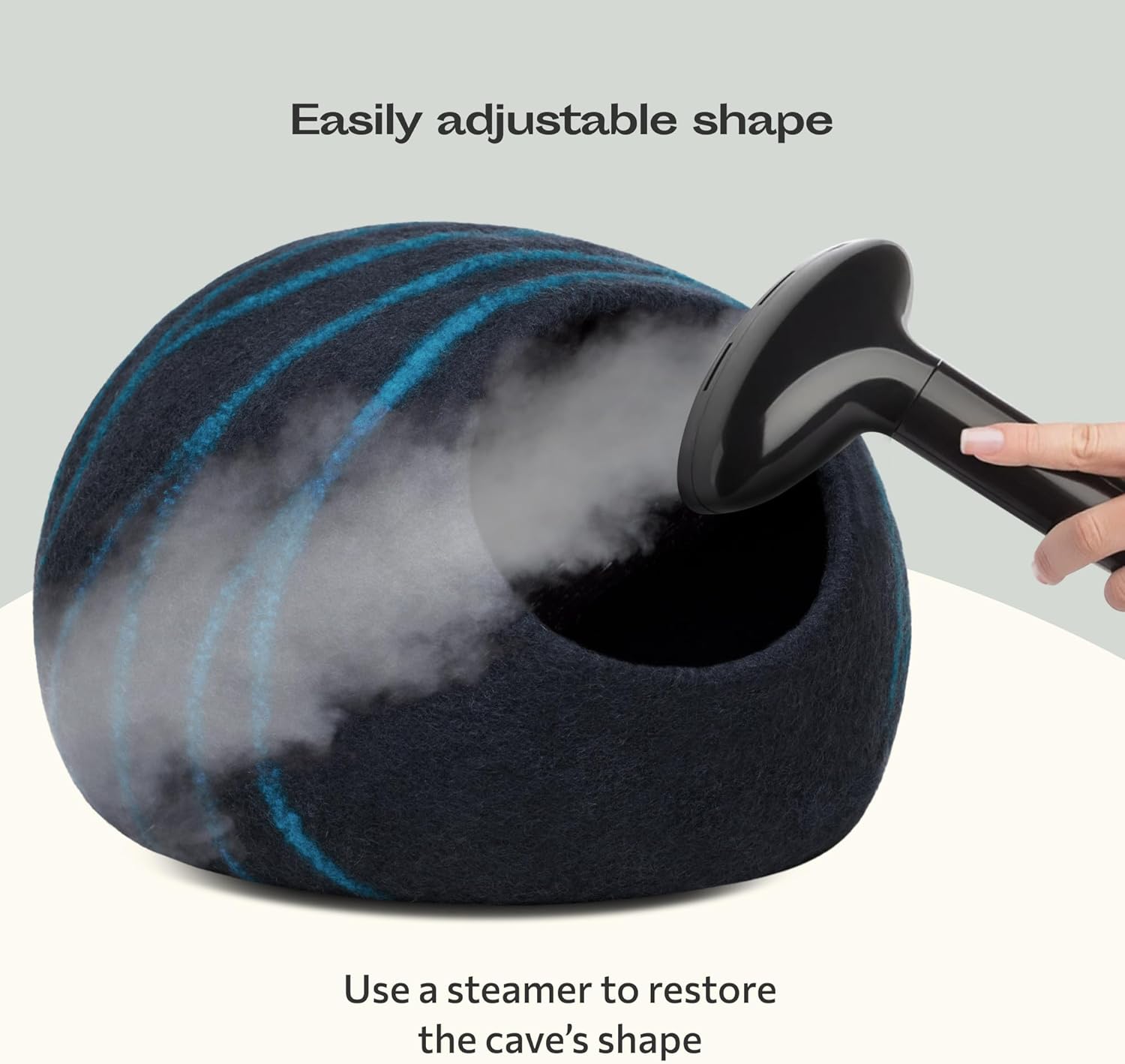 MEOWFIA Cat Cave – Premium Felt Cat Bed for Indoor Cats, Handmade 100% Merino Wool (Large, Black Aqua) - Pet Explorer