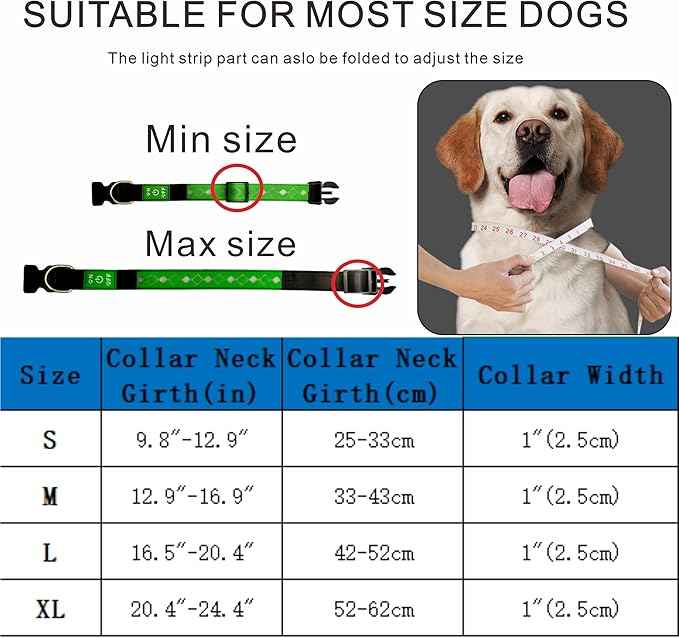 LED Dog Collar with AirTag Holder and Custom ID Tag, 15 Light Modes, Waterproof, Multiple Colors (PINK, XL(19.7-23.6"))