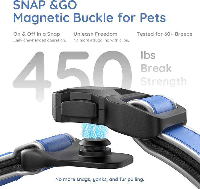 WhoseID Premium Leather Dog Collar - Waterproof AirTag Dog Collar | Magnetic Buckle Heavy Duty Collar | Medium Reflective Dog Collar with AirTag Holder