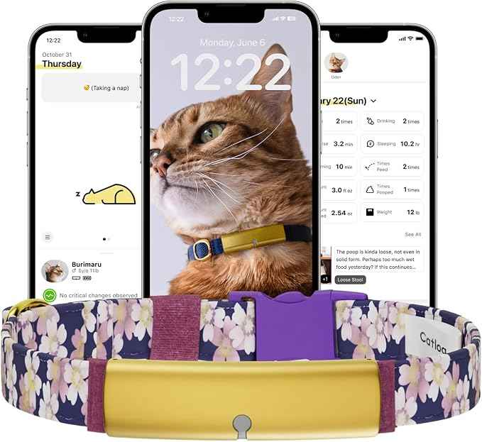 Health Tracker for Cats - Smart Cat Collar with Safety Breakaway Buckle for Indoor Cats, Wellness Alerts, Real-time Monitoring (Kimono (Sakura -Night-),L)