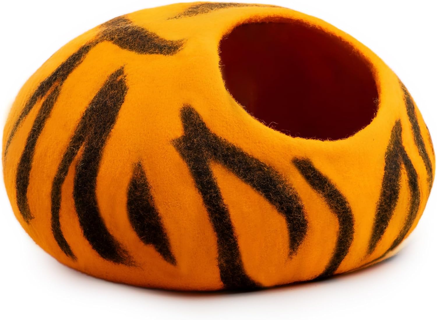 Woolygon Premium Felt Cat Cave Bed – Wool Kitty Beds Handcrafted Kitten Caves Bed for Indoor Cats - Made from 100% Eco-Friendly Merino Wool, Foldable Cat Hidewawy Covered Cat House Pod - Pet Explorer