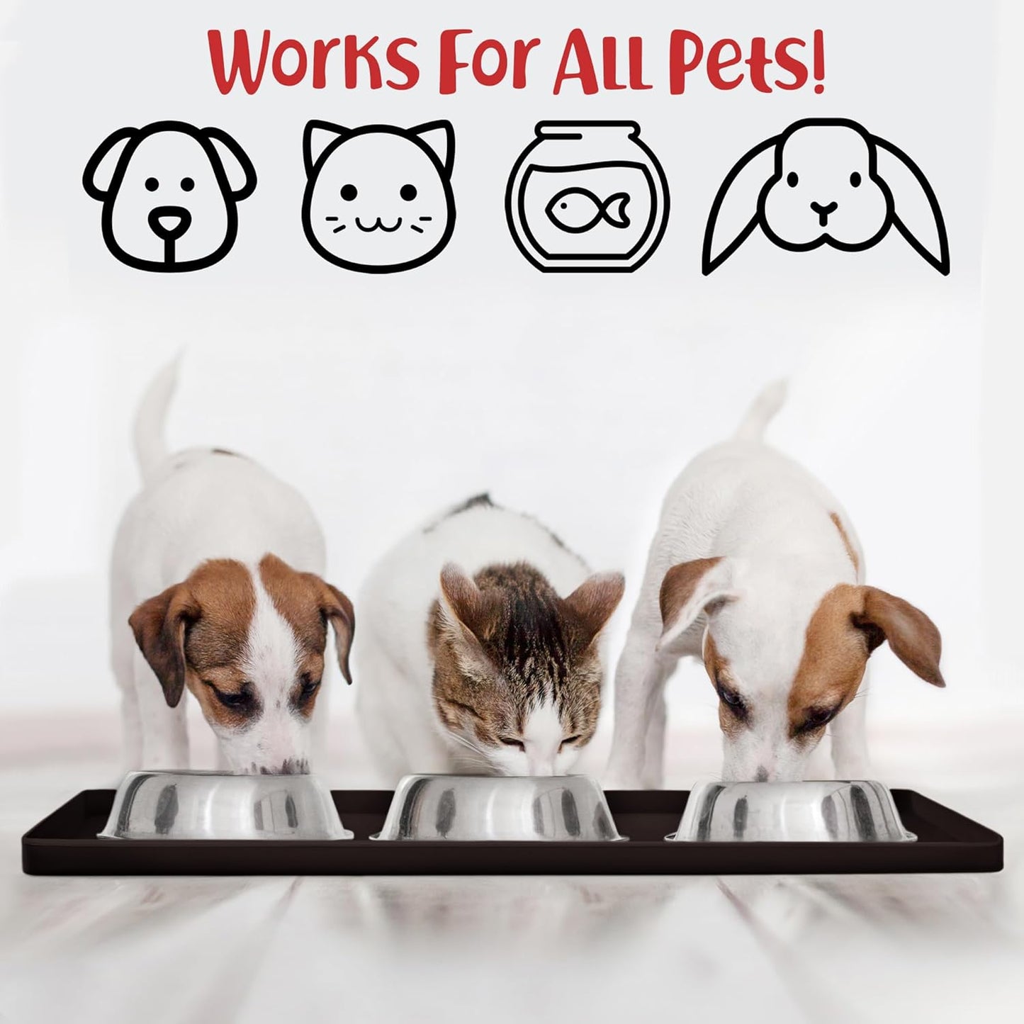 DogBuddy Dog Food Mat – Waterproof Dog Bowl Mat for Food and Water, Silicone Pet Feeding Mats for Floors, Non-Slip Placemat with High Edges for Dogs Bowls, Puppy Essentials (S: 19" x 12", Coffee) - Pet Explorer