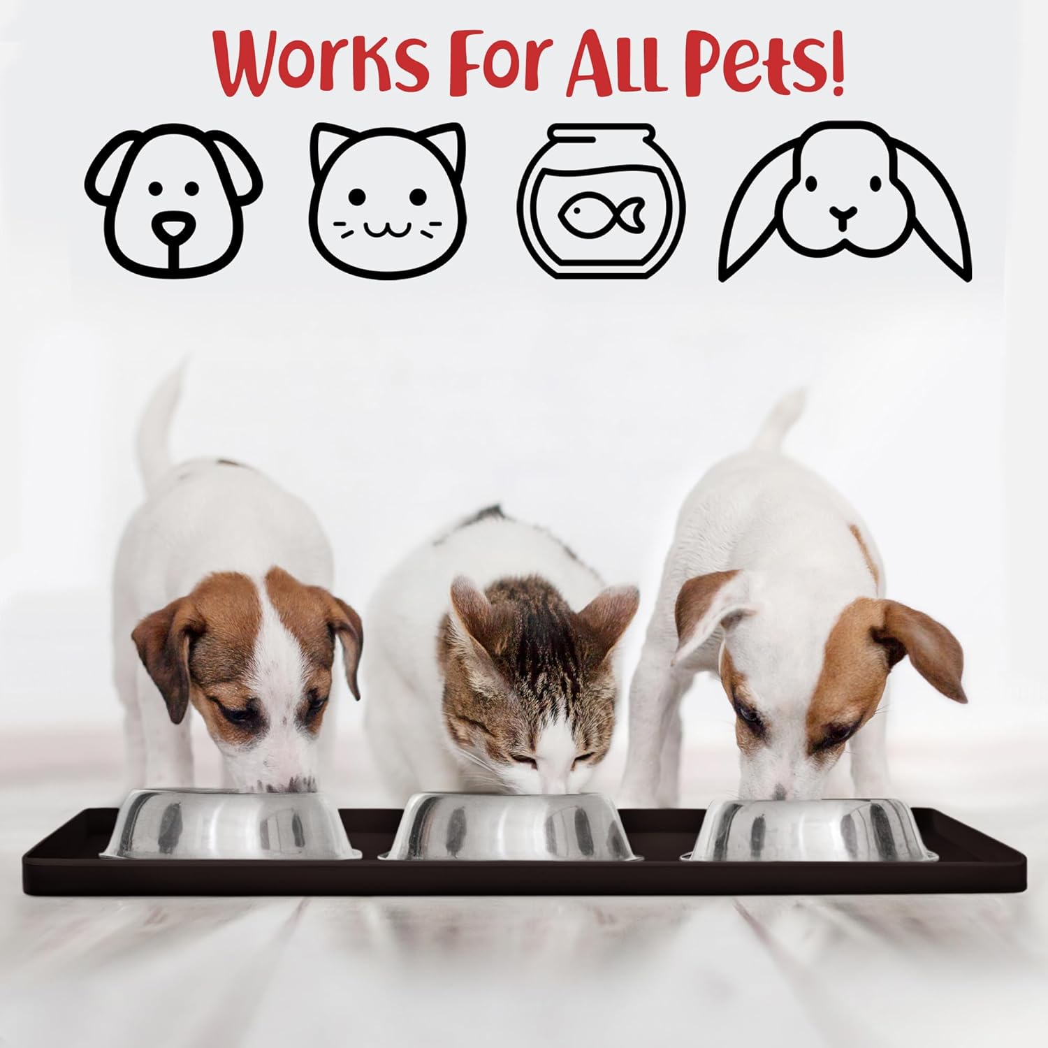 DogBuddy Dog Food Mat – Waterproof Dog Bowl Mat for Food and Water, Silicone Pet Feeding Mats for Floors, Non-Slip Placemat with High Edges for Dogs Bowls, Puppy Essentials (S: 19" x 12", Coffee) - Pet Explorer