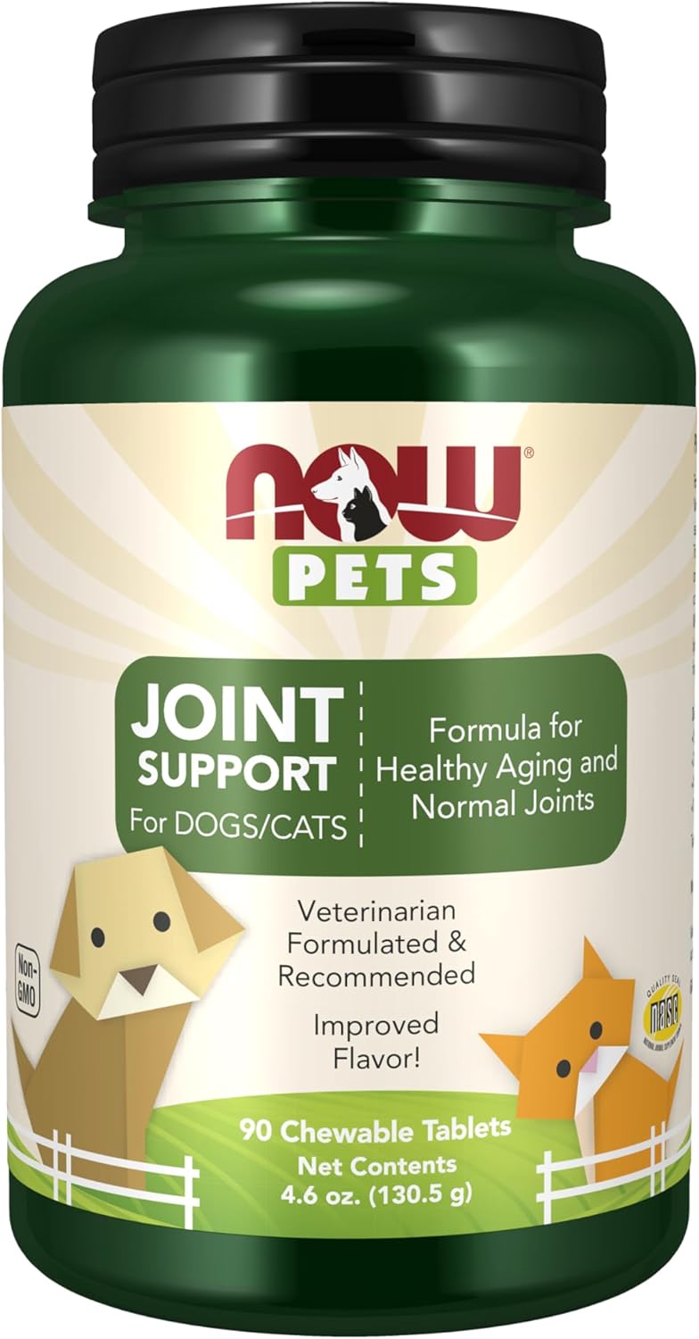 NOW Pet Health, Joint Support Supplement, Formulated for Cats & Dogs, NASC Certified, 90 Chewable Tablets - Pet Explorer