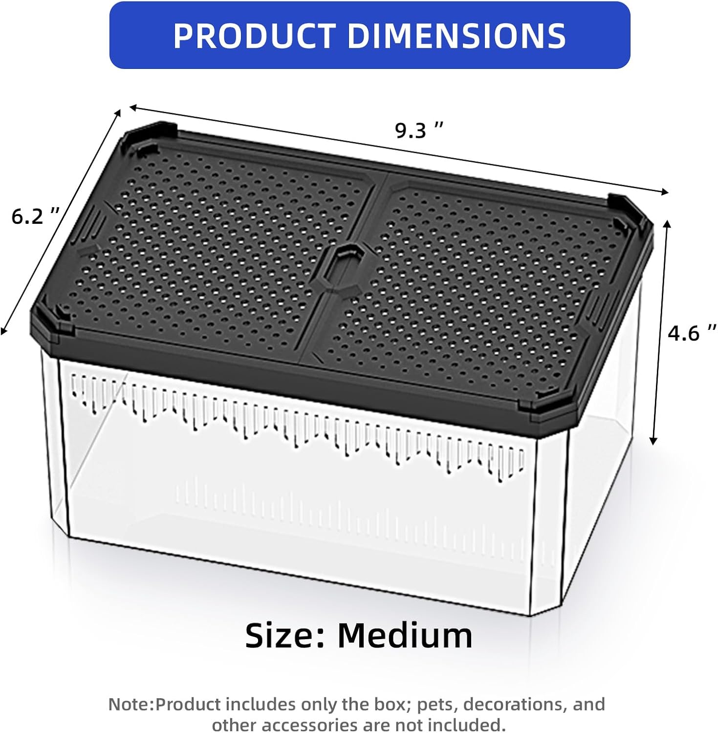 High-Transparency Reptile & Insect Enclosure Terrarium with Magnetic Door, Excellent Ventilation, Easy Cleaning, and Strong, Long-Lasting Build for Gecko, Tarantula, Hermit Crab (9.3x6.2x4.6 Inch) - Pet Explorer