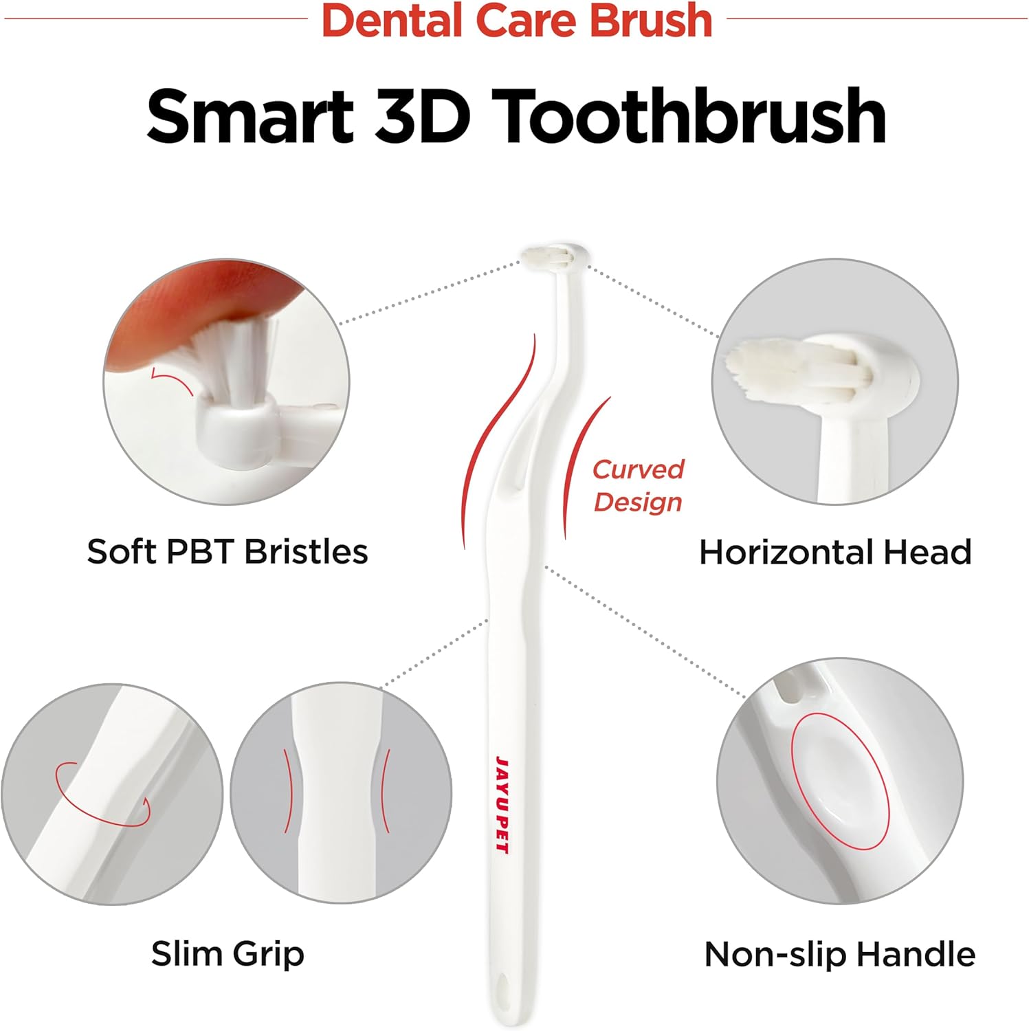 JAYU PET Dental Care Brush (Soft Bristles) 1ea - Dog Toothbrush, Cat Toothbrush, Dental Care for Kitten and Small Dogs, Removing Old Plaque and Tartar, Cat Teeth Brushing & Easy Cleaning - Pet Explorer