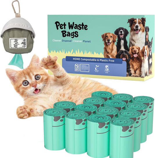 100% Compostable Dog Poop Bags, 270Count Value Pack, BPI Certified, Biodegradable Leakproof Thick Poop Bags for Dogs with Dispenser, Plant-Based, ASTM D6400 & EN 13432 Compliant Pet Waste Bag - Pet Explorer