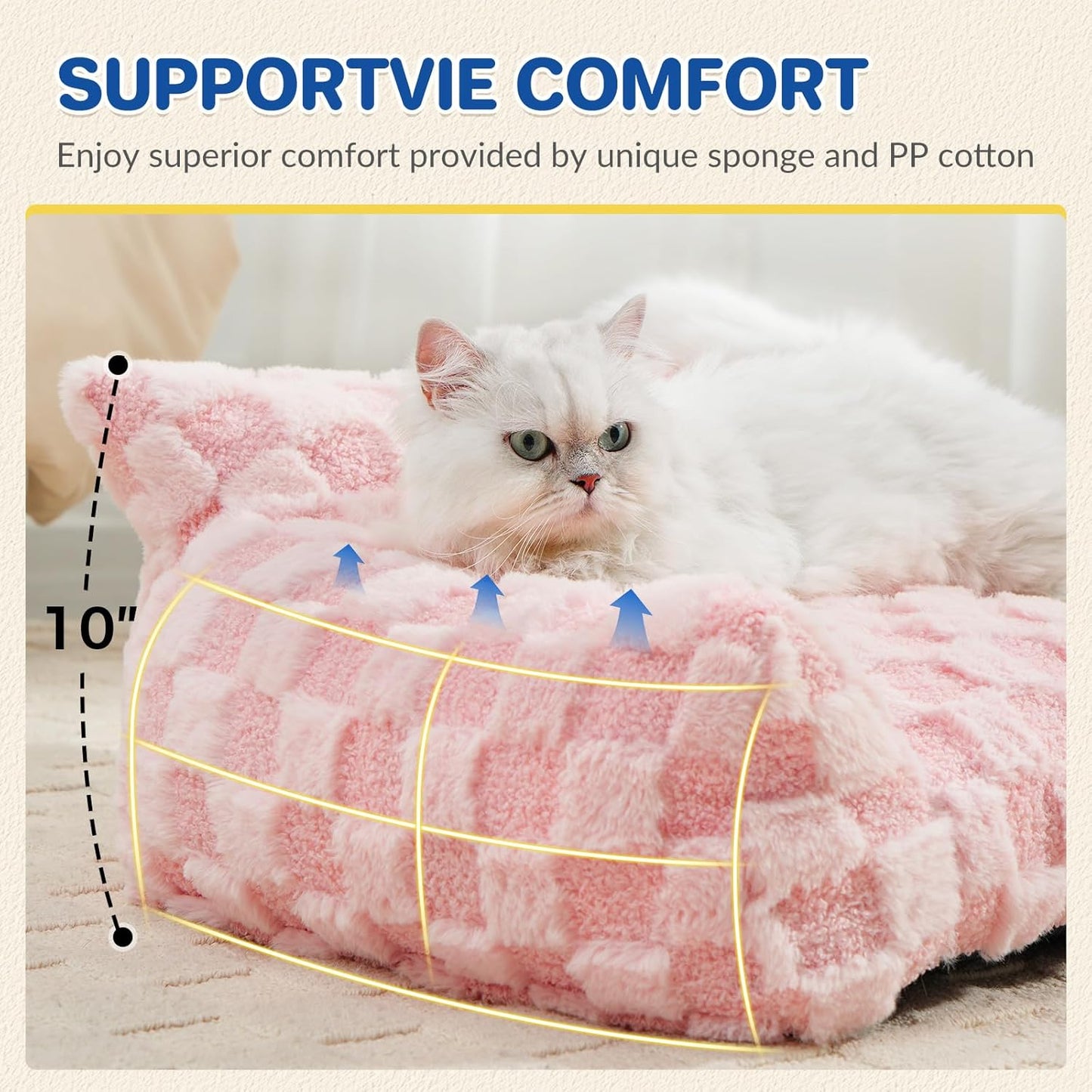 Large Dog Bed Sofa, Fluffy Pet Bed for Medium and Large Dogs, Supportive Dog Couch Sofa for Dogs, Pet Sofas with Washable Cover & Non-Slip, 38 inch, Pink - Pet Explorer