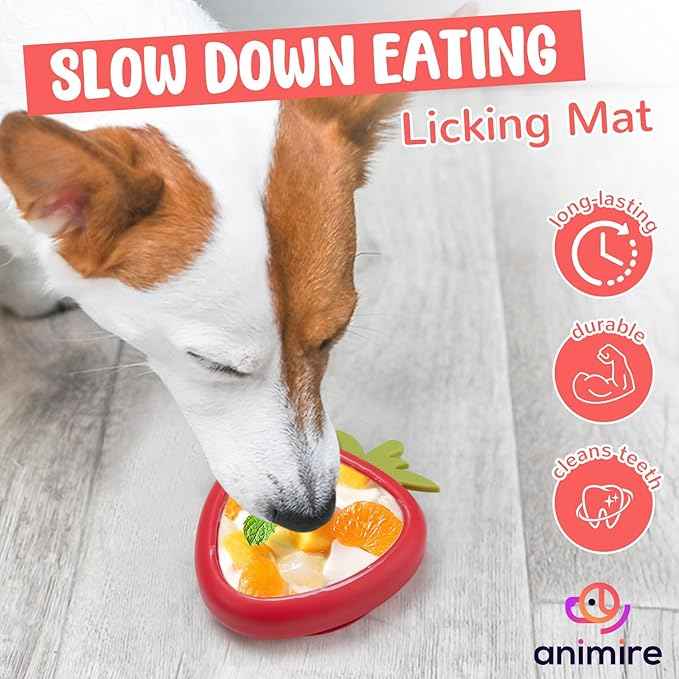 Freeze Dog Lick Bowl, Animire Non-Slip Slow Feeder Lick Mat for Dogs, Silicone Dog Enrichment Bowl for Distraction Anxiety Relief Boredom, BPA Free, Dishwasher Safe(Red,L)