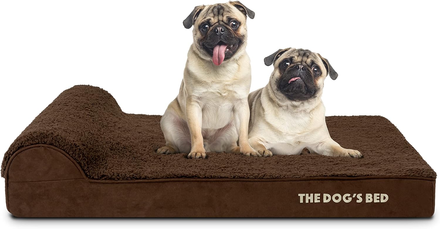 The Dog’s Bed Orthopedic Headrest Dog Bed Large Brown 40x25, Memory Foam, Pain Relief for Arthritis, Hip & Elbow Dysplasia, Post Surgery, Lameness, Veterinary Approved, Waterproof Washable Cover - Pet Explorer