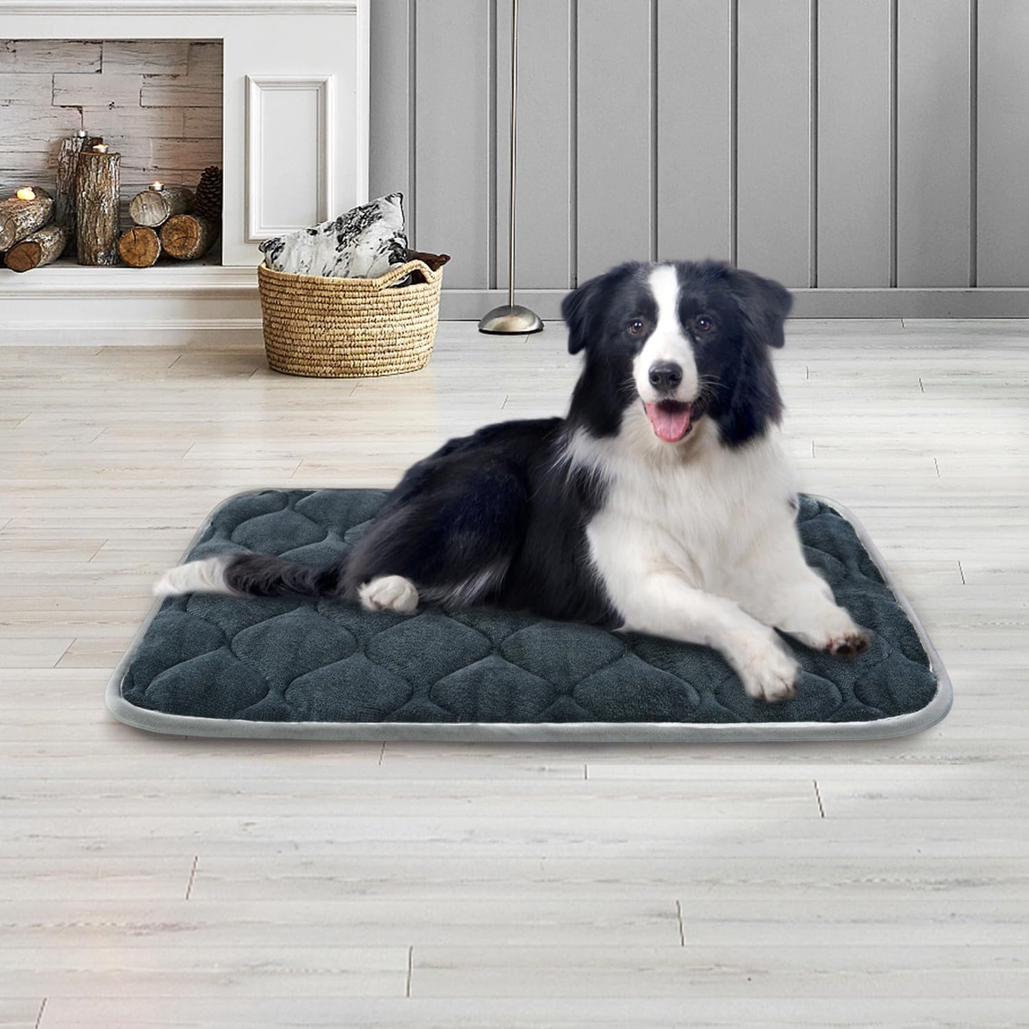 furrybaby Dog Bed Mat Flat Crate Mat with Anti-Slip Bottom Machine Washable Pet Kennel Pad for Dog Sleeping (M 30x19'', Grey Mat) - Pet Explorer